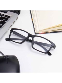 TED SMITH - Rectangular Black Spectacles for Mens Womens (54)