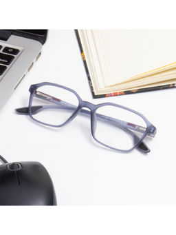 TED SMITH - Rectangular Matt Blue Spectacles for Mens Womens (53)