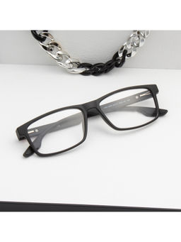 TED SMITH - Rectangular Black Spectacles for Mens Womens (55)
