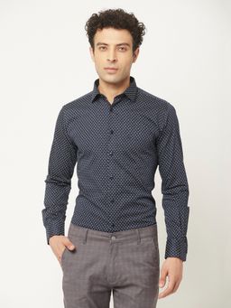 CRIMSOUNE CLUB - Men Navy Blue Shirt in Pure Cotton