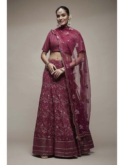 Biba - Women Wine Viscose Blouse with Lehenga and Dupatta (Set of 3)