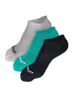 Heelium - Bamboo Zero Ankle Socks for Men - Odour Free - 3 Pairs - Light Grey - Teal - Black