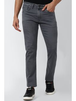 Peter England - Men Grey Dark Wash Classic Tapered Jeans