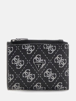 Guess - Men Black Printed Milano Bifold Top Zip Wallet