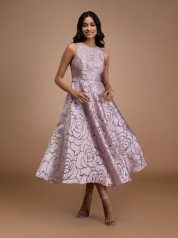 RSVP by Nykaa Fashion - Pink Printed Fit and Flare Sleeveless Midi Dress