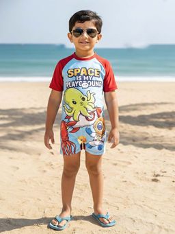KiddoPanti - Multi-Color Polyester Printed Swimsuit