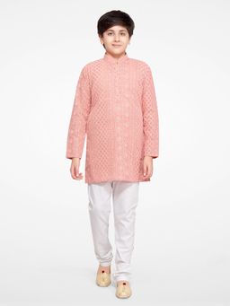 Jeetethnics - Boys Peach Kurta Pyjama (Set of 2)