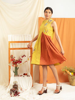 MEESA - Yellow Embroidered Dress