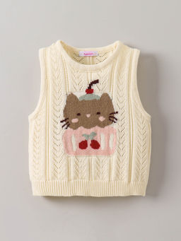 Hopscotch - Bunny Applique Woven Sweater