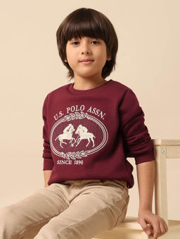 U.S. POLO ASSN. - Maroon Boys Brand Embroidered Regular Fit Sweatshirt