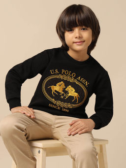 U.S. POLO ASSN. - Black Boys Brand Embroidered Regular Fit Sweatshirt