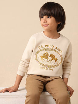 U.S. POLO ASSN. - Beige Boys Brand Embroidered Regular Fit Sweatshirt