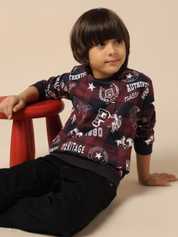 U.S. POLO ASSN. - Maroon Boys Brand Printed Regular Fit Sweatshirt
