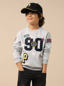 U.S. POLO ASSN. - Grey Boys Appliqued Regular Fit Sweatshirt
