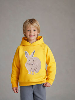 CHERRY CRUMBLE BY NITT HYMAN - Unisex Mustard Solid Embroidery Unisex Hoodie