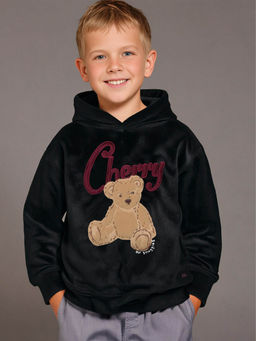 CHERRY CRUMBLE BY NITT HYMAN - Unisex Black Solid Hooded Embroidery Unisex Hoodie
