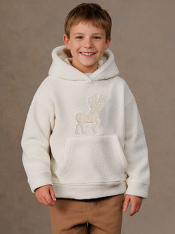 CHERRY CRUMBLE BY NITT HYMAN - Unisex Beige Solid Hooded Hoodie