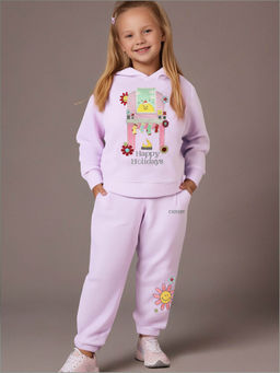 CHERRY CRUMBLE BY NITT HYMAN - Lilac Solid Embroidery Hoodie and Joggers