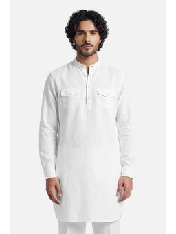 Snitch - White Solid Full Sleeves Regular Kurta for Men