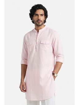 Snitch - Pastel Pink Solid Full Sleeves Regular Kurta for Men