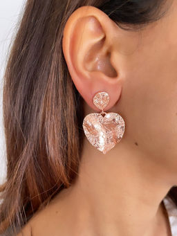 MNSH - Mini Crushed Heart Copper Earrings