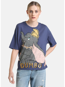 Kazo - Blue Dumbo Print Blue Tee With Sequin