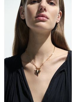 H&M - Women Gold-Coloured Heart-Pendant Chain Necklace