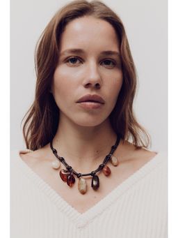 H&M - Women Brown Cord Charm Necklace