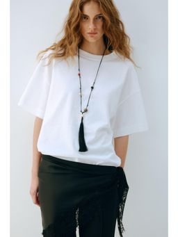 H&M - Women Black Beaded Cord Necklace