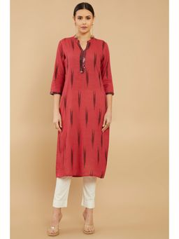 Soch - Women Maroon Cotton Printed Kurta