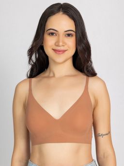 Chelvet - Women Light Brown Seamless Padded Pull On Bra