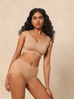 Krvvy - Beige Ultrasoft Wireless Seamless Bralette Full Coverage Pull On Bra