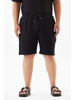 Snitch - Black Textured Regular Casual Plus Size Shorts