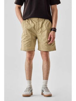 Snitch - Beige Solid Loose Casual Shorts