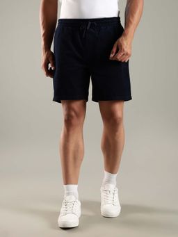 Tommy Hilfiger - Navy Blue Regular Fit Textured Mid Rise Shorts