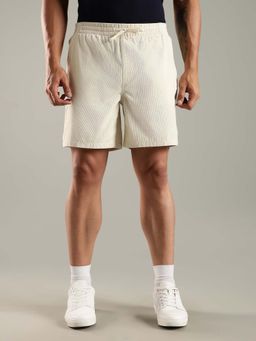 Tommy Hilfiger - Beige Regular Fit Textured Mid Rise Shorts
