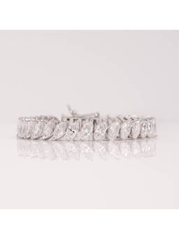 PRATA - Marquise Shape Tennis White Bracelet
