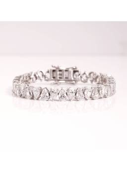 PRATA - Pear Shape Tennis White Bracelet
