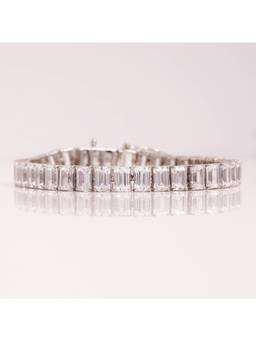 PRATA - Emerald Straight Cut Tennis White Bracelet