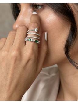PRATA - Tidal Emerald Wrap White Ring