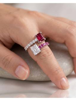 PRATA - Emerald Duet Wrap Red Ring