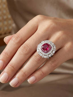 PRATA - Dynasty Cushion Red Ring
