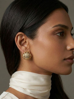 PRATA - Arc Dome White Studs Earrings