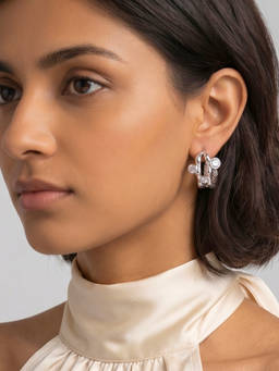 PRATA - Orbit Wrap White Studs Earrings