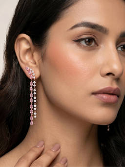 PRATA - Trace Drop Pink Earrings