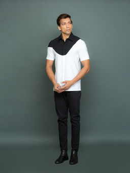 Echke - Short Sleeve Black and White Yoke Design
