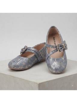 BOYZ N GALZ - Girls' Shimmering Grey Bow Ballerinas