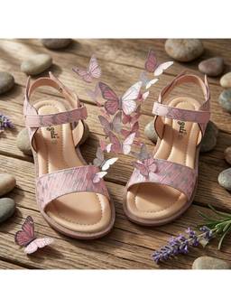 BOYZ N GALZ - Girls Pink Butterfly Pattern Casual Sandals