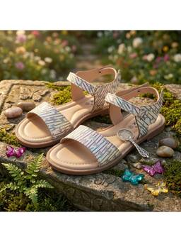 BOYZ N GALZ - Girls White Butterfly Pattern Casual Sandals