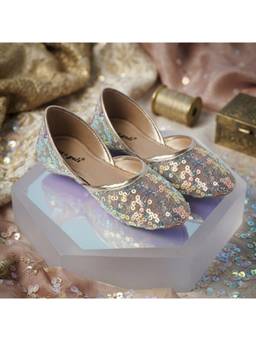 BOYZ N GALZ - Girls Gold Iridescent Sequin Ethnic Jutti